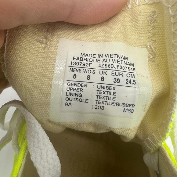 Converse All Star Neon Yellow Low Top Fashion Sneakers Womens Size 8 Mens 6 - Picture 10 of 13